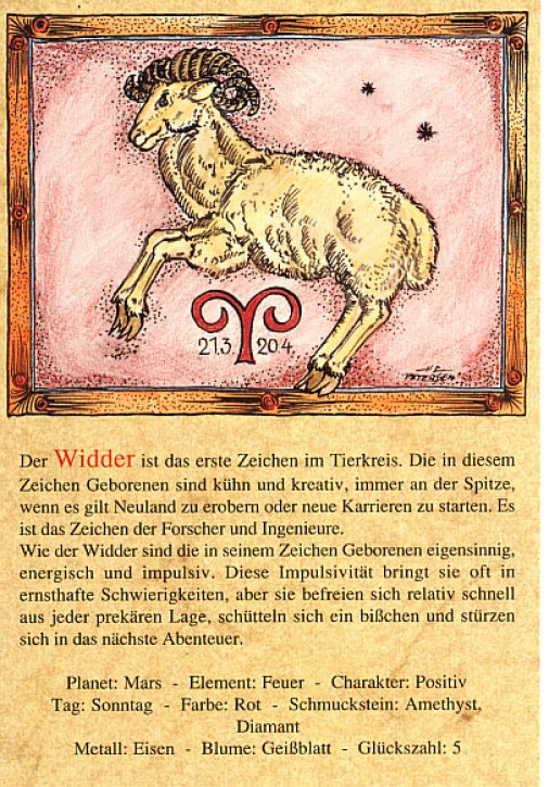 Sternzeichen-Postkarten Widder 01